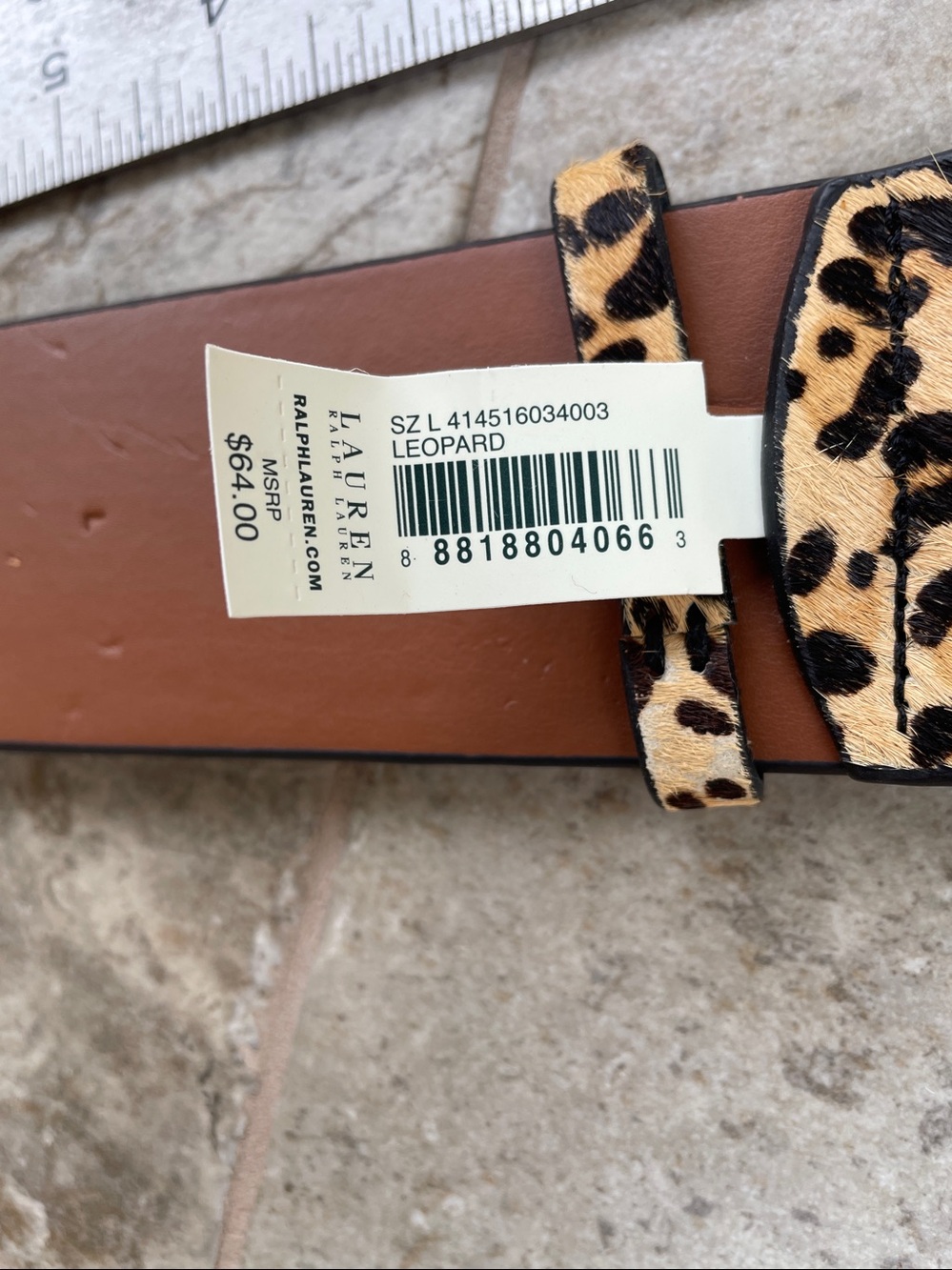 Ralph Lauren Leopard Calf hair Print Wide Belt with Gold Buckle - Picture 6 of 9
